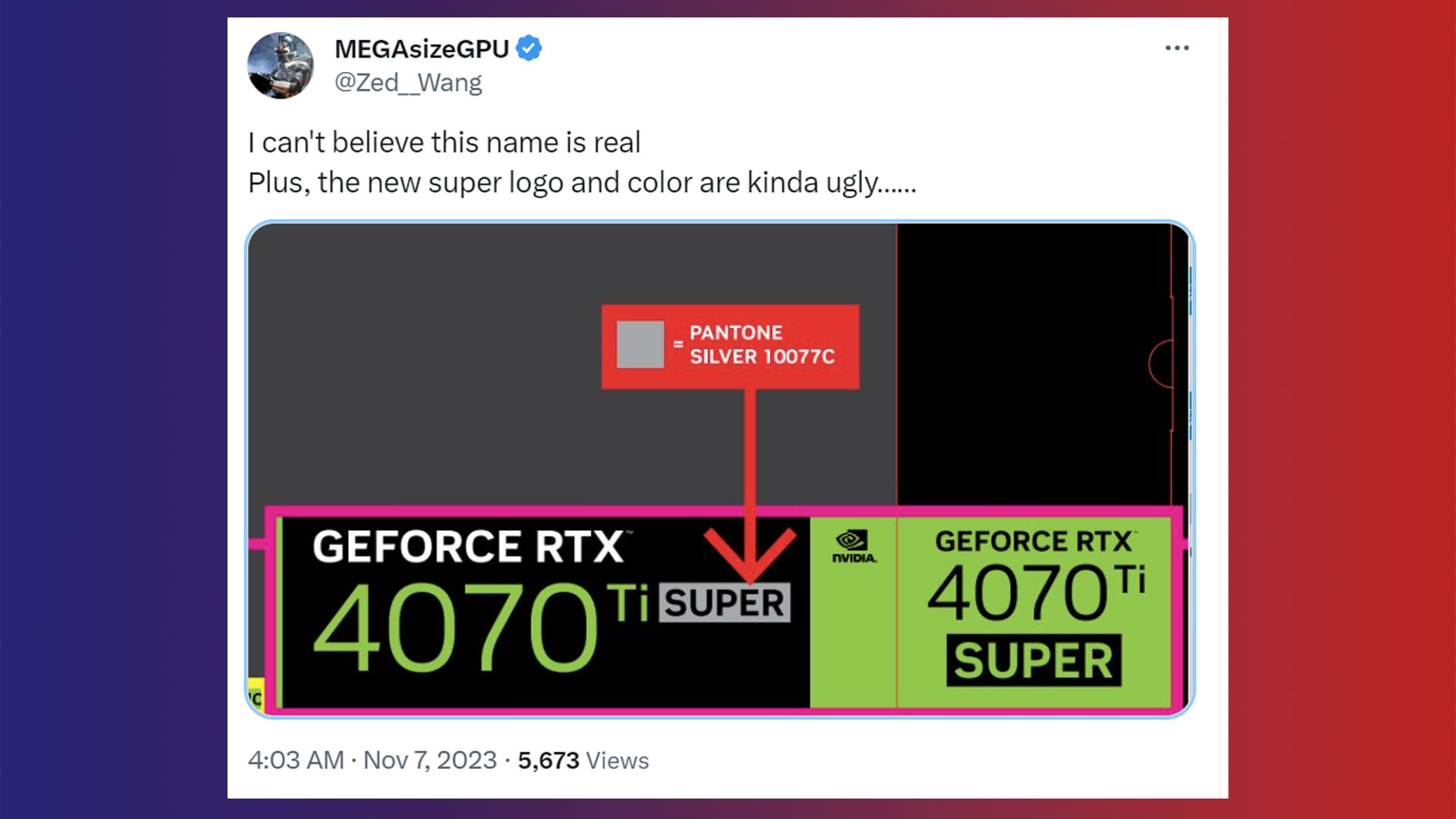 Nvidia GeForce RTX 4070 Ti Super pack logo leak tweet