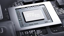 Close-up of an AMD Ryzen Pro CPU.