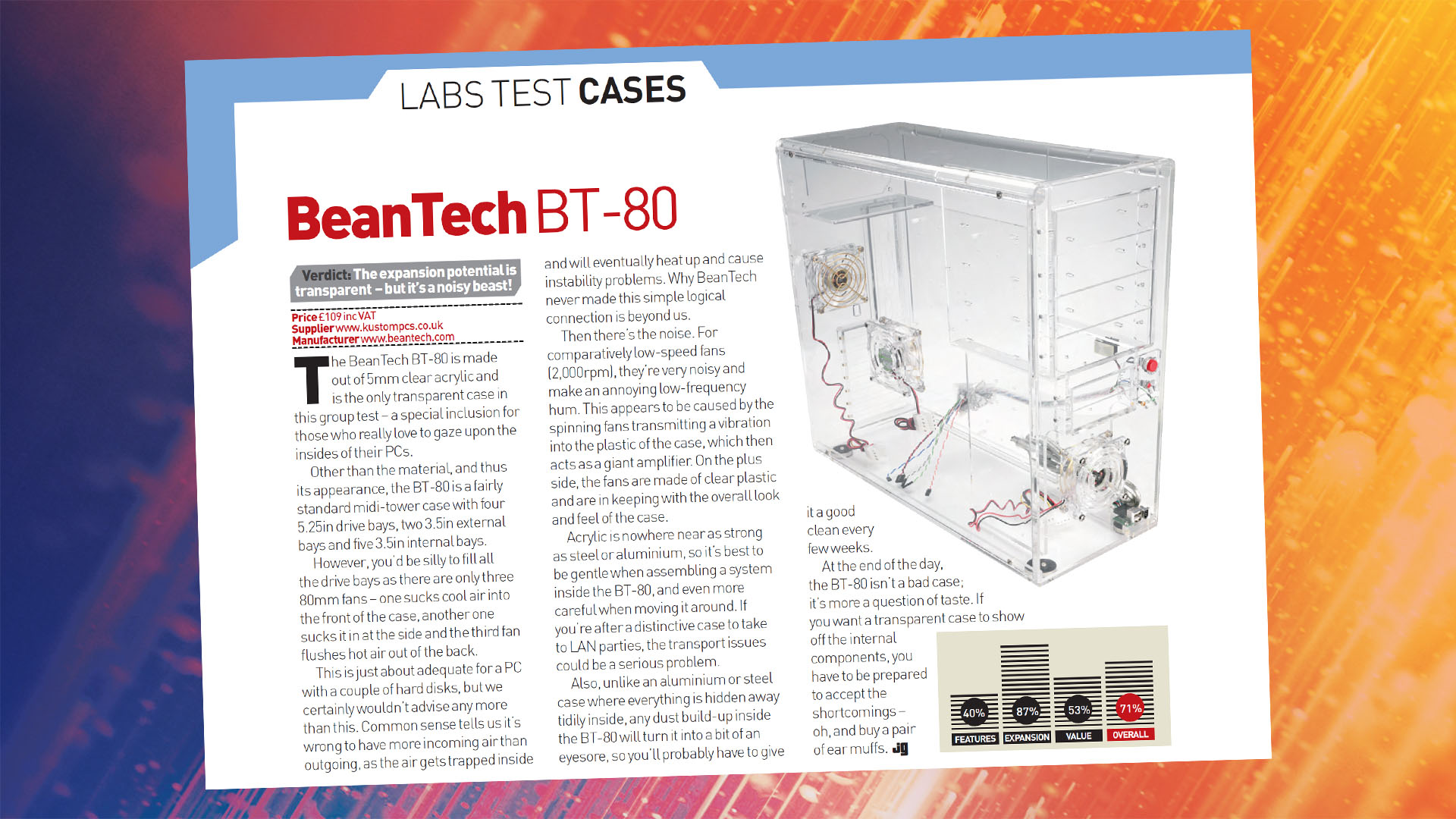 Custom PC magazine Issue 1: BeanTech BT-80 transparent case review