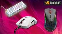 Glorious Gaming early Black Friday gaming mouse and keyboard reviews: two mice and a keyboard appear against a magenta background.