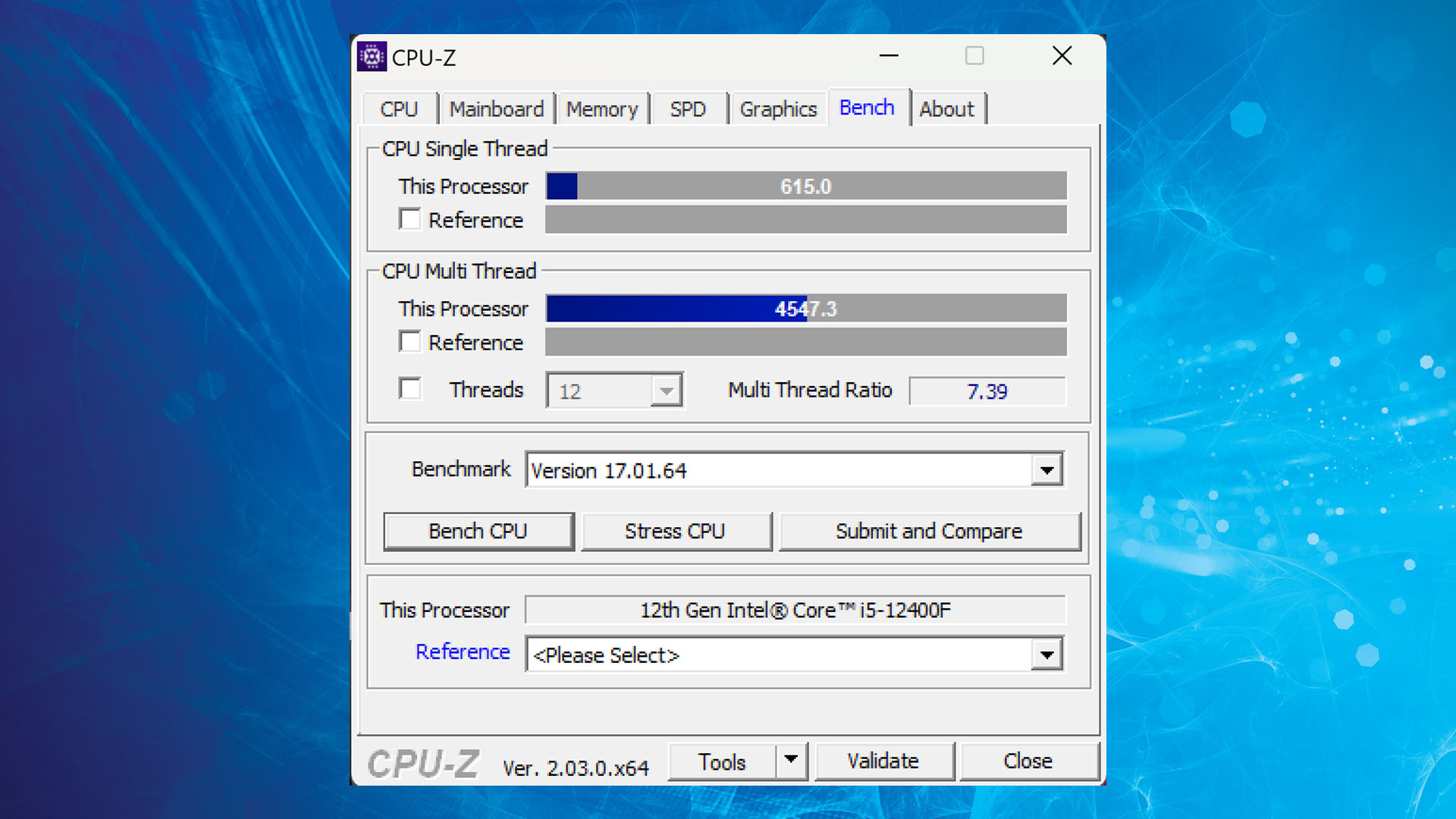 Intel Core i5-14400F specs leak: Core i5-12400F CPU-Z benchmark result